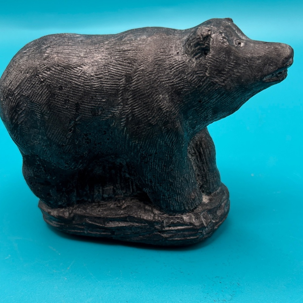 Vintage Wolf Original Hand Carved Black Bear Sculpture Soapstone. Canada